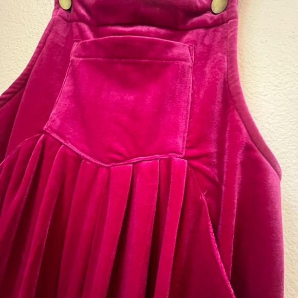 Skies Are Blue Pink Velvet Jumpsuit with Decorative Straps - Picture 5 of 9